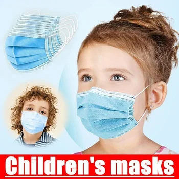 

10/20/50/100Pcs Disposable Children's Masks Comfortable Kid Masks Thick 3-Layer Mask Blue