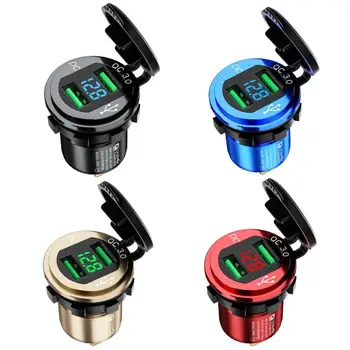 QC3.0 DC12V-24Vデュアルusb ledディスプレイオートカー急速充電充電器オートバイアダプタソケットコンセント電源充電器