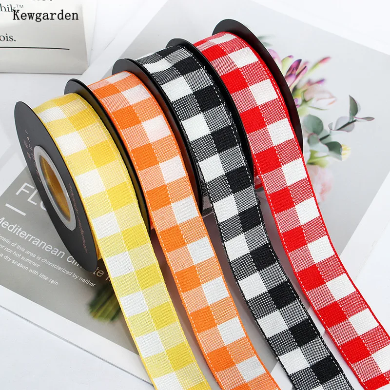 Kewgarden DIY Hairbow аксессуары для корсажа двухцветная клетчатая лента 1 &quot1 5&quot 25 мм 38 Φ