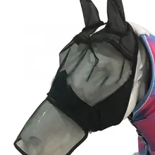 Маска для лошади, летающая маска, съемная Защитная Сетчатая Маска для ушей, защита носа на молнии, товары для ухода за лошадью