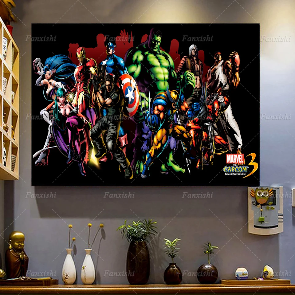Японская видеоигра Marvel Vs Capcom 3 плаката Халк Железный человек Капитан Америка
