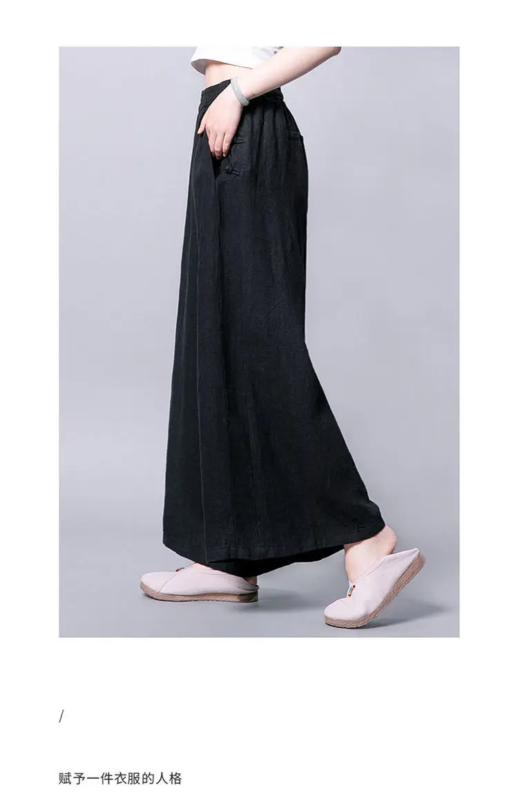Women's Cotton And Linen Thin Wide Leg Pants Women Drape High Waist Breathable Loose Cropped Trousers Korean Vintage Harajuku nike pants