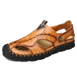 Новые повседневные мужские мягкие сандалии удобные мужские летние кожаные сандалии мужские летние пляжные сандалии в римском стиле