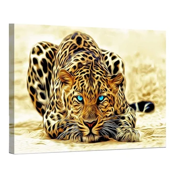

DIY Paint By Numbers Canvas Oil Painting Kit for Kids & Adults 40 x 50cm Drawing Paintwork Leopard-with Frame