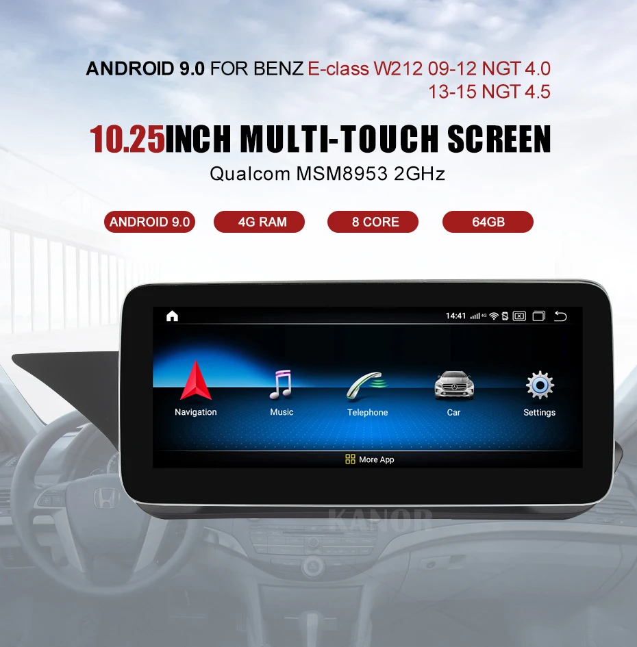 KANOR 10,25 дюймов 4+ 64G Дисплей Android 9,0 для Mercedes Benz E Class W212 W212 E200 E230 E260 E300 S212 2009- Авто Радио стерео