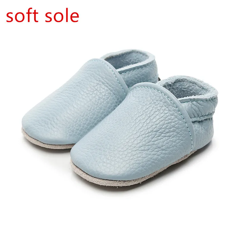 light blue Детская обувь из натуральной кожи; детские мокасины; обувь для первых ходунков; мягкая подошва; обувь для малышей; детская обувь для мальчика - Цвет: light blue