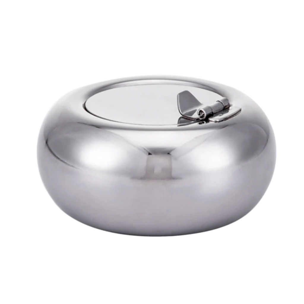 Stainless Steel Tabletop Ashtray with Cigarette Holder Windproof Unbreakable