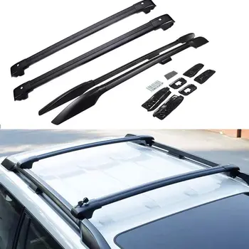 

4 Pcs Fit for Land Cruiser Prado FJ150 2010-2020 Aluminum Roof Rail Racks Side Bar Cargo Carriers Cross Bars Crossbars - Black