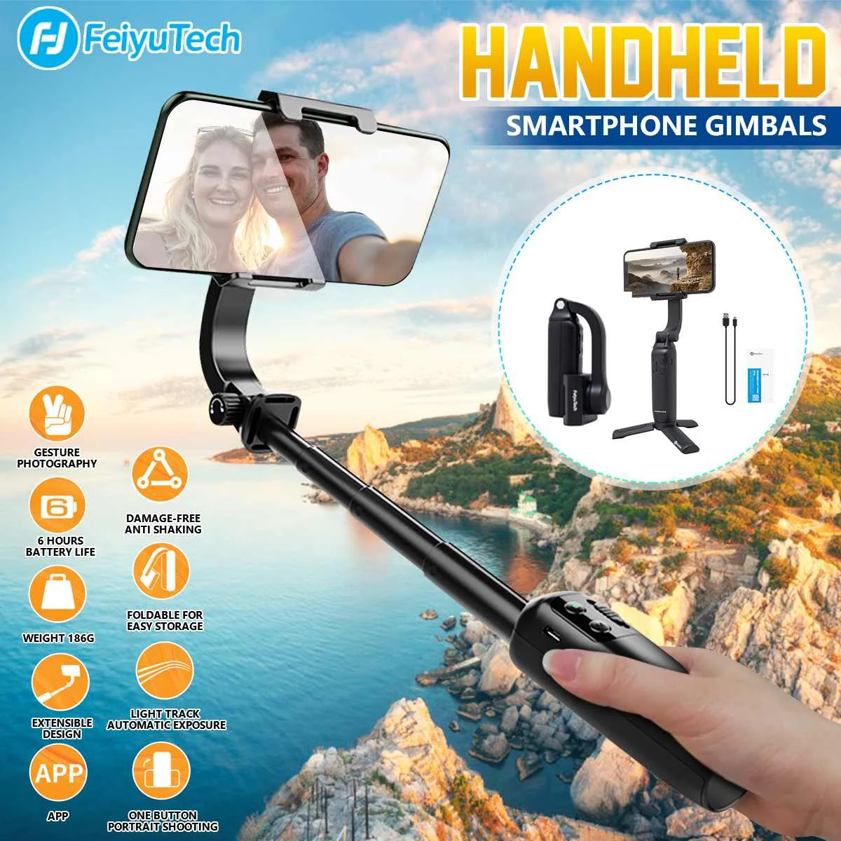FEIYUTECH Vimble One выдвижной ручной карданный стабилизатор для смартфона со штативом