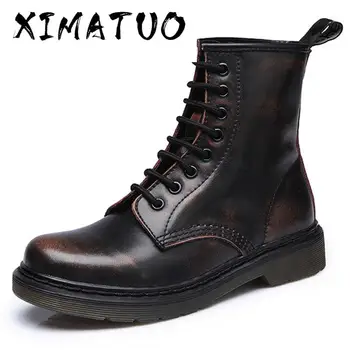 

Men Boots 2020 Spring Ankle Boots Shoes Winter Genuine Leather Shoes Man Punk Casual Riding Equestr Botas Hombre Plus Size 46