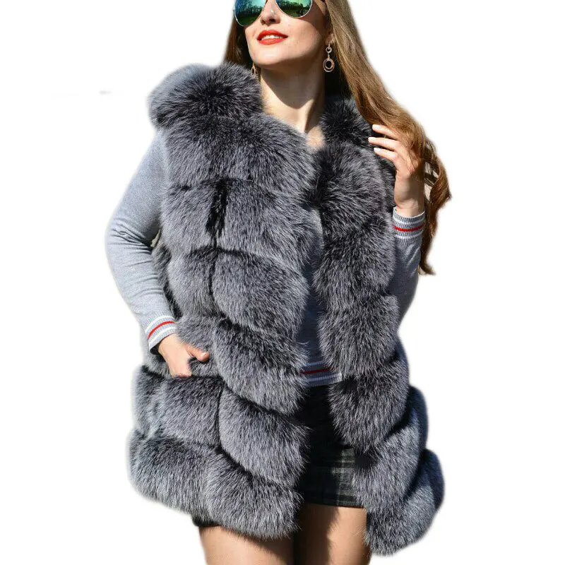 2019 Plus Size Women Faux Fur vest Coat Jacket Fashion Long Ladies sleeveless Vest Thick &amp Warm Winter female outerwear | Женская