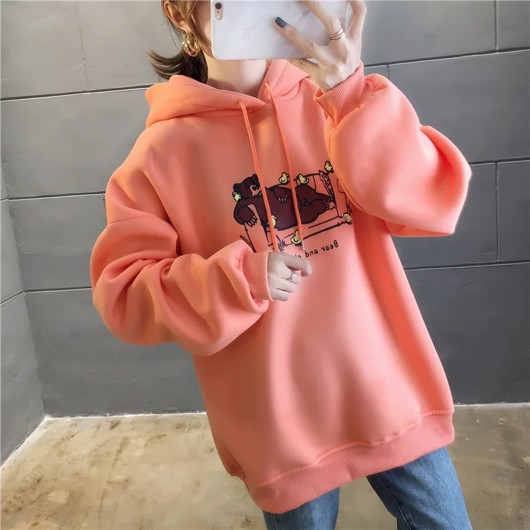 Плюс Размер Уличная sudaderas mujer негабаритных женская одежда толстовка с капюшоном kawaii впитывает пот и бархат нижнее белье женские A5634