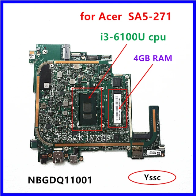 P2JCC_MB mainboard per Acer Switch Alpha 12 SA5-271 SA5-271P scheda madre  del computer portatile NBGDQ11001 con i3-6100U CPU + 4GB di RAM Test di  lavoro - AliExpress