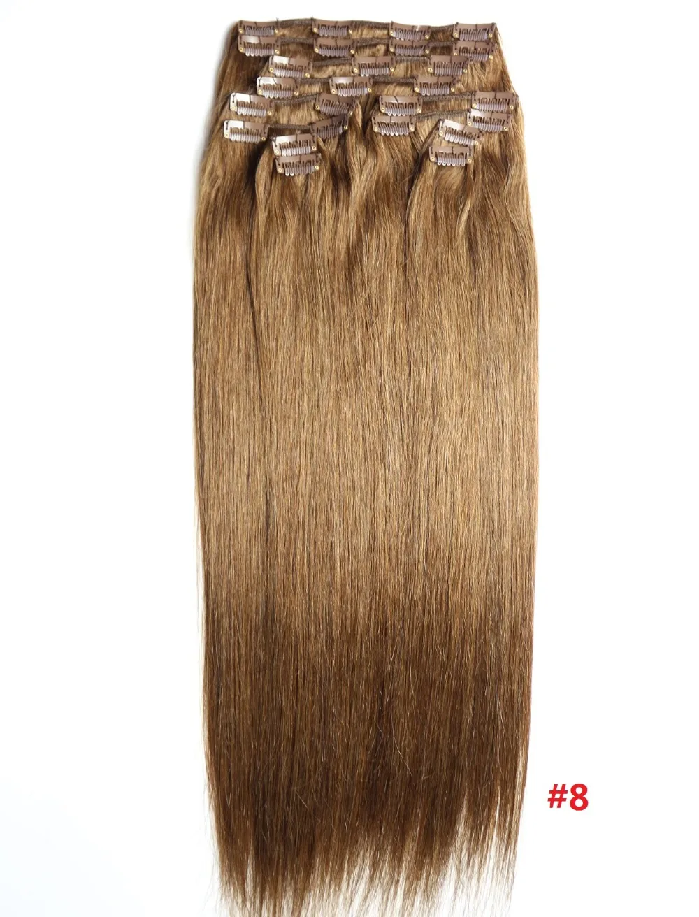ZZHAIR 220 г-400 г 1"-28" Искусственные волосы одинаковой направленности волос 12 шт. набор зажимов в человеческих волос для наращивания весь набор головы Натуральные Прямые Волосы