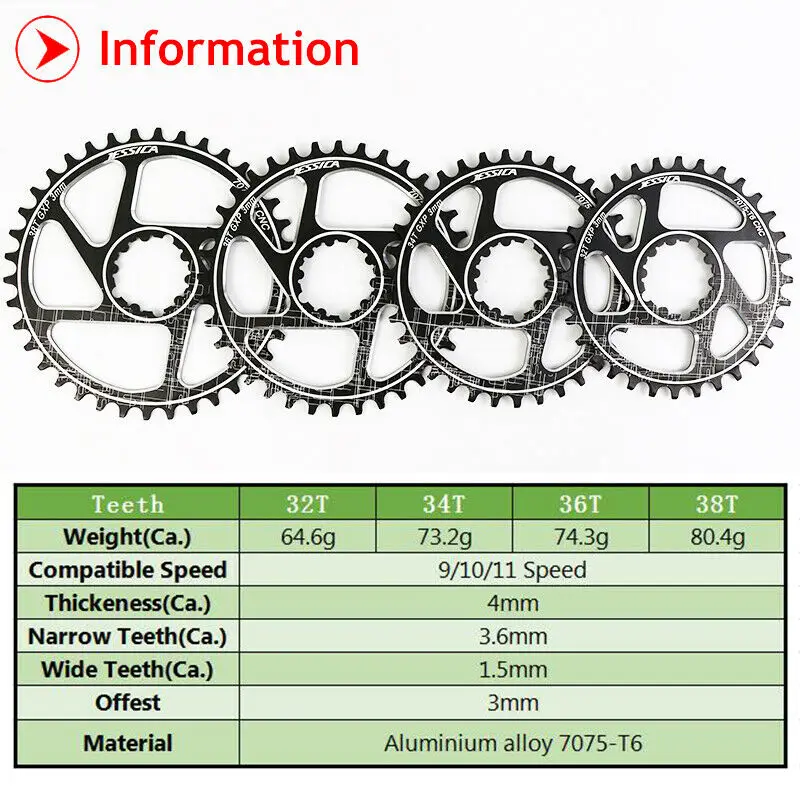 MTB Chainring GXP Offset 3mm Direct Mount Chainring Narrow Wide Chain Ring 32T 34T 36 38T Bike Parts Fit XX1 X9 XO X01 BB30