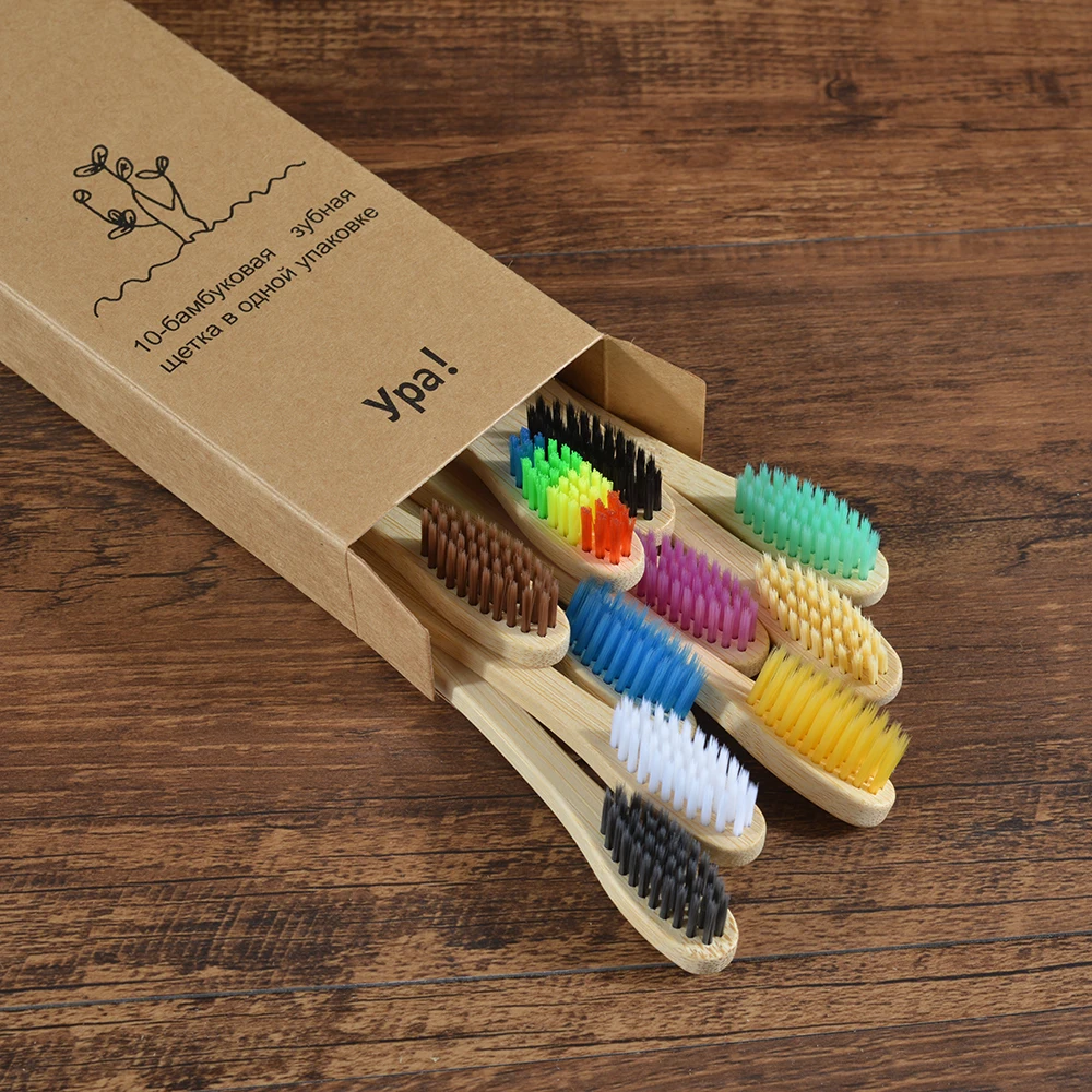 10 broses à dents en bambou de toutes les couleurs 29