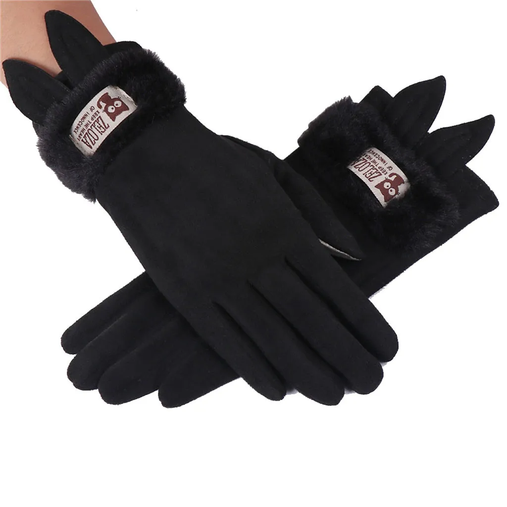 Дизайн, модные женские зимние теплые флисовые теплые перчатки с заячьими ушками из мультфильма, утолщенные теплые варежки, перчатки для телефона