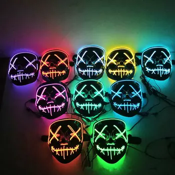 

2020 NEW Halloween Decoration LED Mask Masquerade Masks Party Neon Mask Cosplay Horror Mask for Halloween Party Decor Props