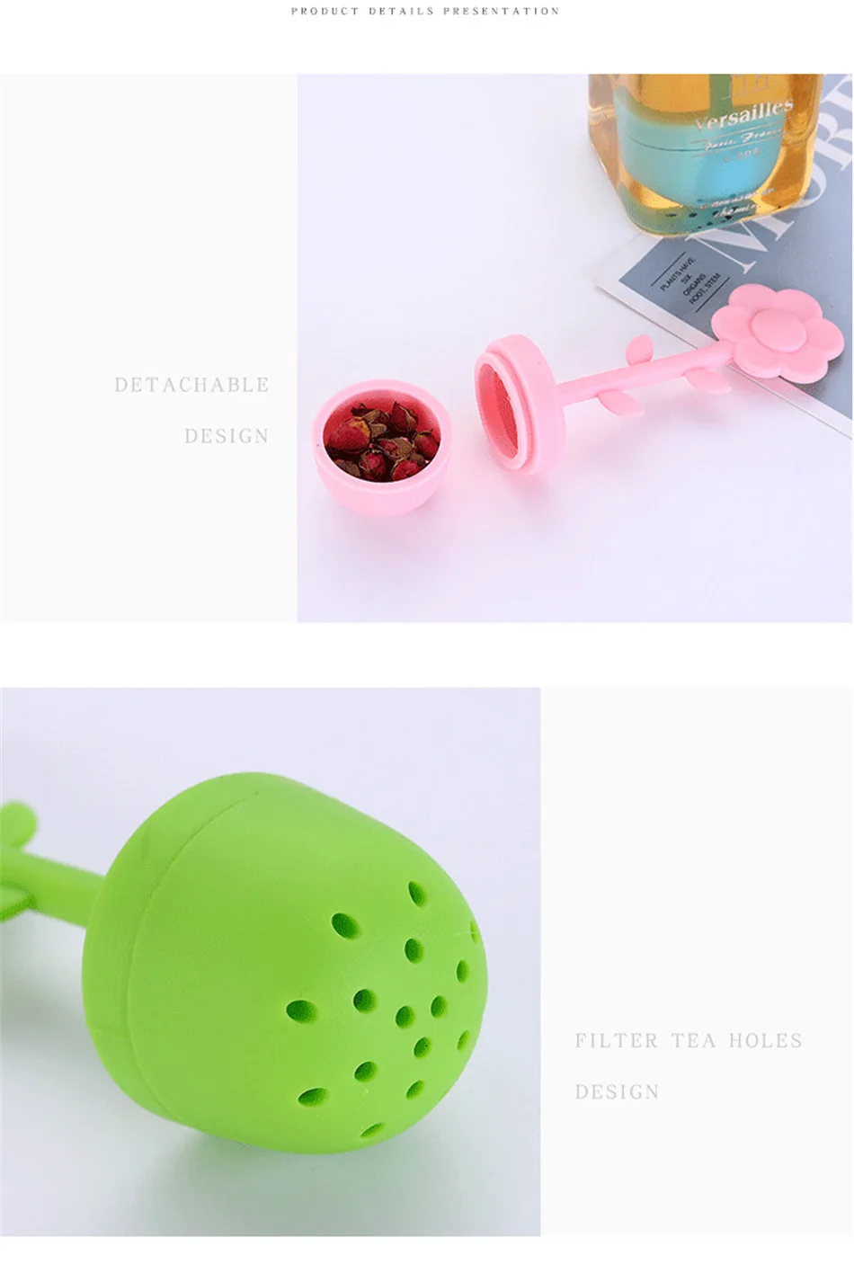 Креативная Кремниевая сеточка для заваривания чая Цветочная ручка сферическое сито для чайного горшка травы сито для приправ мука, сахар какао порошок сито