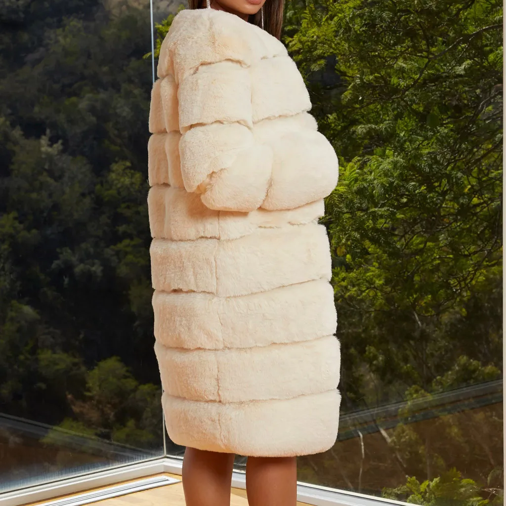 Большие размеры пальто из искусственного меха женская зимняя меховая куртка черная винтажная женская теплая пушистая длинная куртка из искусственного меха пальто Женская жилетка одежда