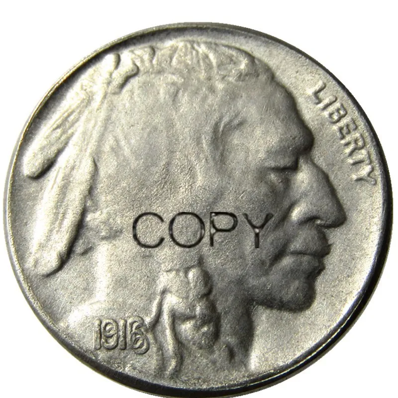 

US 1916 5C Doubled Die Obverse (Regular Strike) Buffalo Five Cents Copy Coin