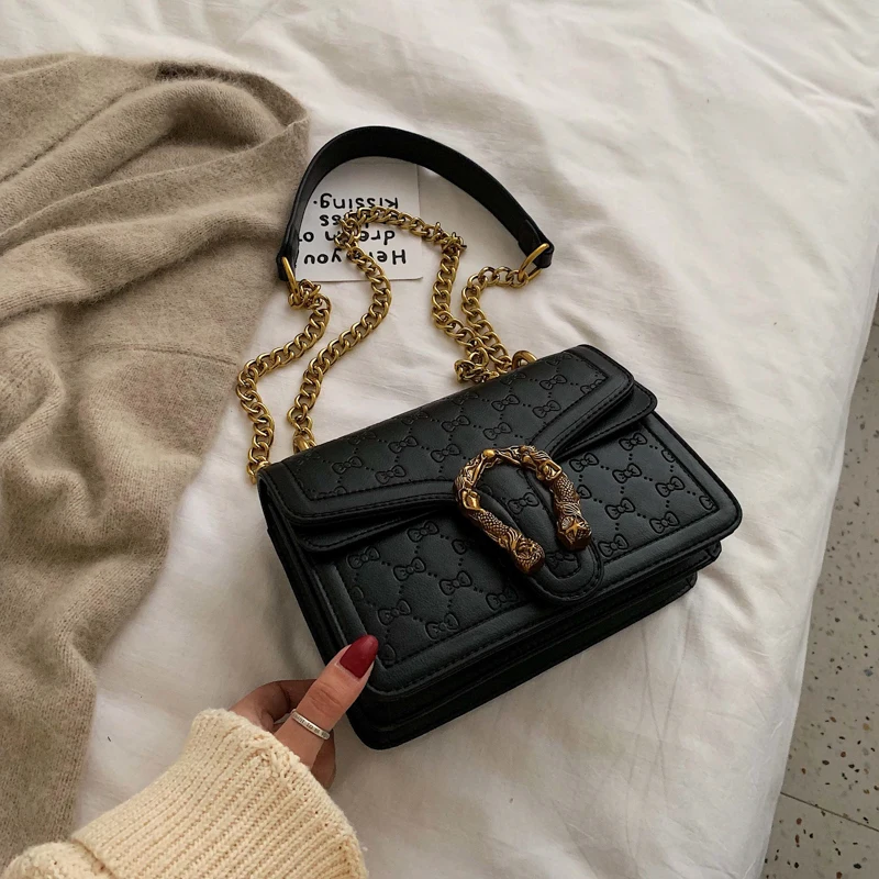 

European Retro Fashion Ladies Square bag 2018 New Quality Matte PU Leather Women's Handbag Chain Tote Shoulder Messenger Bags