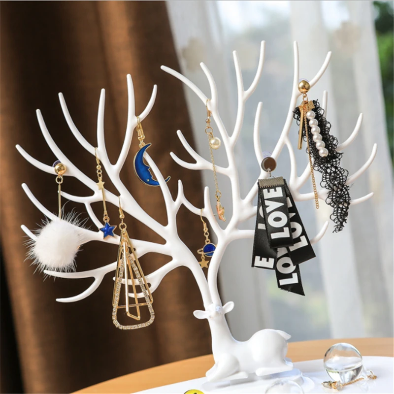  Ailodo Deer Earrings Necklace Ring Pendant Bracelet Jewelry Display Stand Tray Tree Storage jewelry