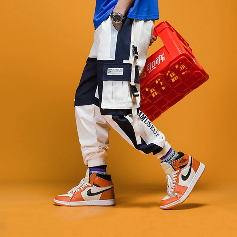 Хип Хоп Уличная Мужская Мульти карманы Карго шаровары Повседневные мужские