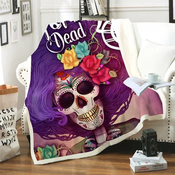 

Floral SKULL Series 3D Printed Sherpa Blanket Couch Quilt Cover Travel Bedding Outlet Plush Throw Fleece Blanket Bedspread FS8
