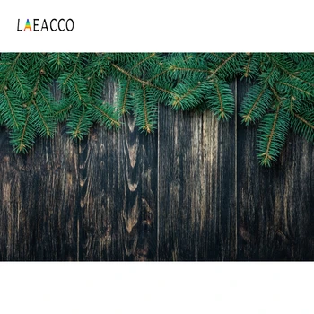 

Laeacco Old Wooden Board Pine Branches Grunge Winter Photography Backgrounds Customized Photographic Backdrops for Photo Studio