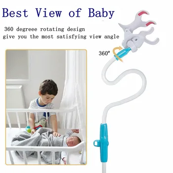 

Universal Safer Camera Mount Flexible No Drilling Baby Monitor Holder Long Arm Multifunctional Stand For Crib Shelf With Strap