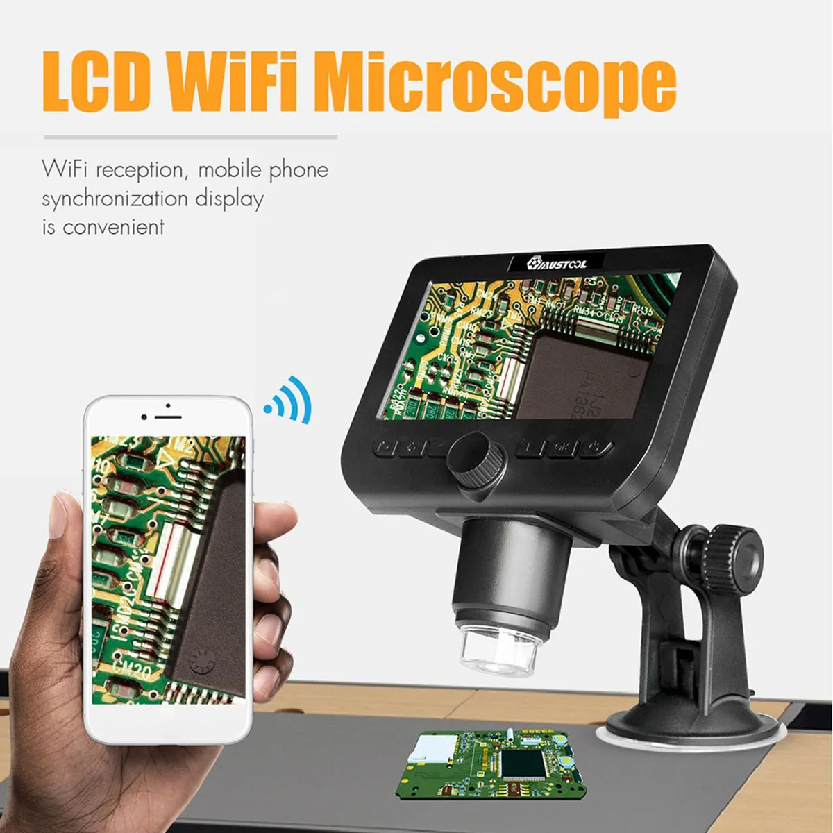 

Rechargeable 2.0MP 4.3" LCD Wifi Microscope 8 Adjustable LED USB Digital Electronic Microscope Support IOS for Android System