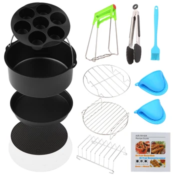 

13Pcs BBQ Grill Accessories Fryer Tools Set Stainless Steel Grilling Tools Mats Barbecue Cake Baking Pan Silicone Molding Cooker