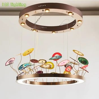 

Colorful Agate Foyer LED Pendant Lights Living room Bedroom Hanglamp Restaurant Pendant lamp Decoration Luminaire Nordic Lamp
