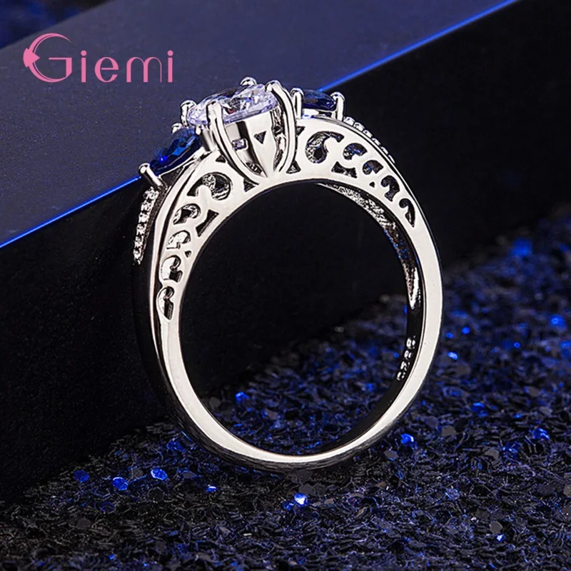 Genuine 925 Sterling Silver  Geometric Elements Finger Rings For Women Korean Style Fine Jewelry Bague 3 Colors For Choice