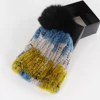 Women Striped Knitted Real Fur Hat Natural Warm Rex Rabbit Fur Hats Top Fox Fur Pompom Caps Lady Quality Real Rex Rabbit Fur Cap 2