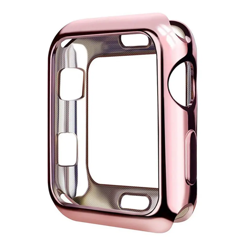 rose 360 Тонкий чехол для часов для Apple Watch корпус 4, версия 1, 2, 3, ремешок 42 мм, 38 мм, версия мягкий прозрачный TPU Экран протектор для наручных часов iWatch, 4 3) 44 мм 40 мм - Цвет: rose