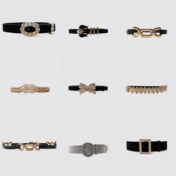 

2019 ZA Newly Vintage Fashion Metal Leather Belts for Women Accessories Geometric Waist Belt Waistband Christmas Gifts Wholesale