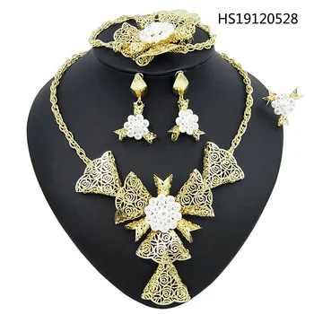 

Yulaili Dubai Gold Jewelry Sets for Women Bridal Pendant Necklace Earrings Bracelet Ring Big African Jewelry Set Free Shipping