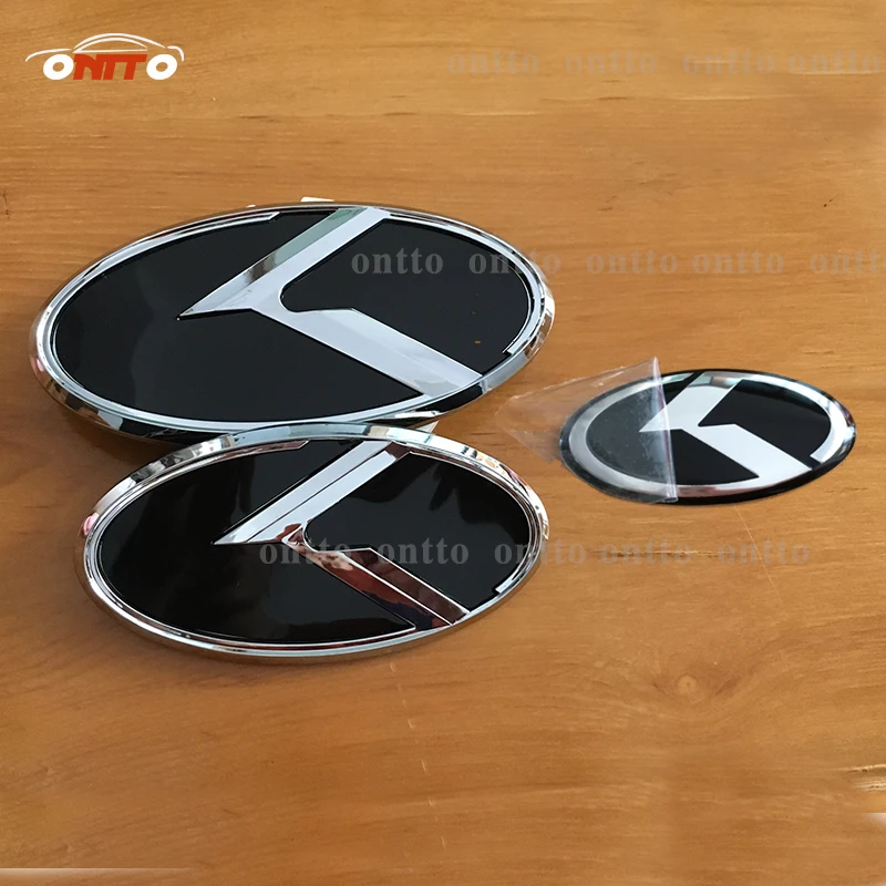 

3Pcs New Car K Logo Front Rear Emblem Badge Sticker For Kia K5 car styling Optima Front Rear Trunk Steering Wheel Emblem Badge