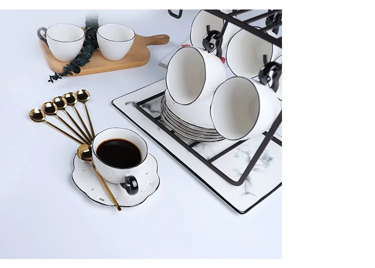Северная Европа белая кружевная керамика кофейные блюдца костюм ресторан отель послеобеденный чай капучино латте Кофе Молоко чашки чай чашка