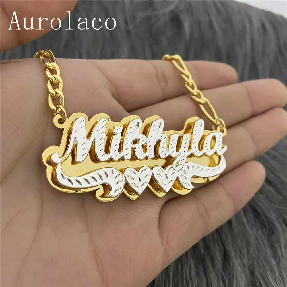 Aurolaco Custom Name Necklace Custom Gold And Silver Color