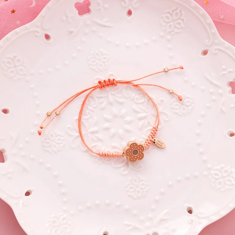 Япония Корея Этнический ручной работы оплетка милый цветок регулируемый браслет для женщин девушки руки аксессуары подарки на день рождения - Окраска металла: orange