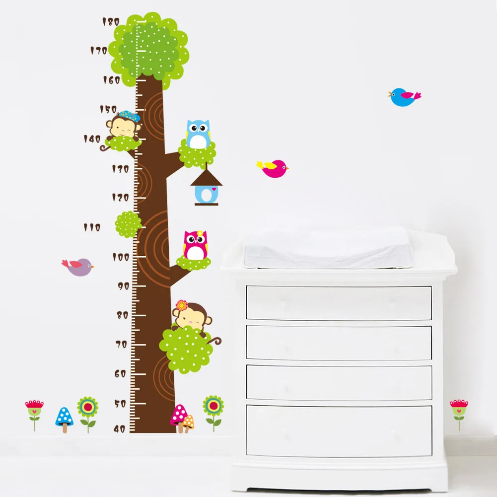 Owl monkey height ruler Wall Stickers Living Room kids for Bedroom Decor Art Mural Furniture Eco-friendly Wall Stickers Decal