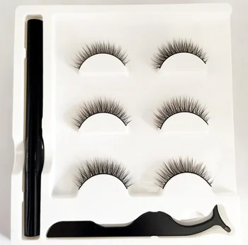 

Free shipping lashes 3d New arrive magnetic lashes pestañas magneticas 3 pair eyelash have eyeliner and tweezers