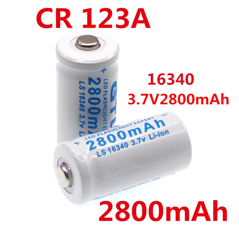 3.7V 2800mAh Lithium Li-ion 16340 Battery CR123A Rechargeable Batteries CR123 for Laser Pen LED Flashlight Cell | Электроника