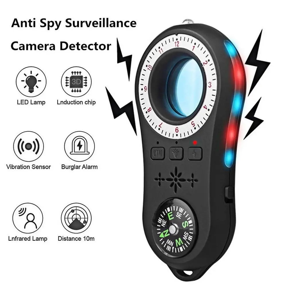 

1MHz-6.5GHz Multi-function Anti-spy Detector Wired/Wireless Camera Detect Bug Finder GPS Signal lens RF Tracker with Compass