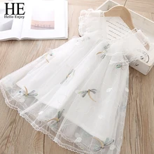 HE Hello Enjoy/платье для маленьких девочек танцевальное платье для вечеринки на день рождения кружевные платья с цветочным принтом элегантная детская одежда милая одежда для малышей