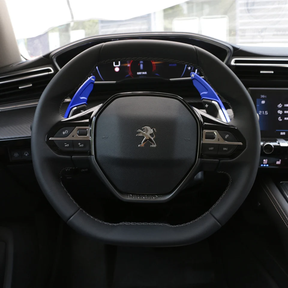 Palettes De Vitesse Au Volant Pour Peugeot 308/408/508L/4008/5008/2008 (2020) - Aluminium Bleu, Installation Adhésive
