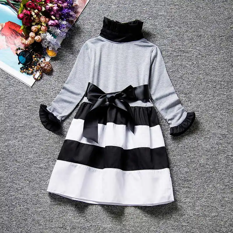 item 3 gray Осенне-зимнее кружевное платье с цветочной вышивкой для девочек Детские платья в горошек с длинными рукавами для девочек, вечерние платья принцессы, повседневная одежда - Цвет: item 3 gray